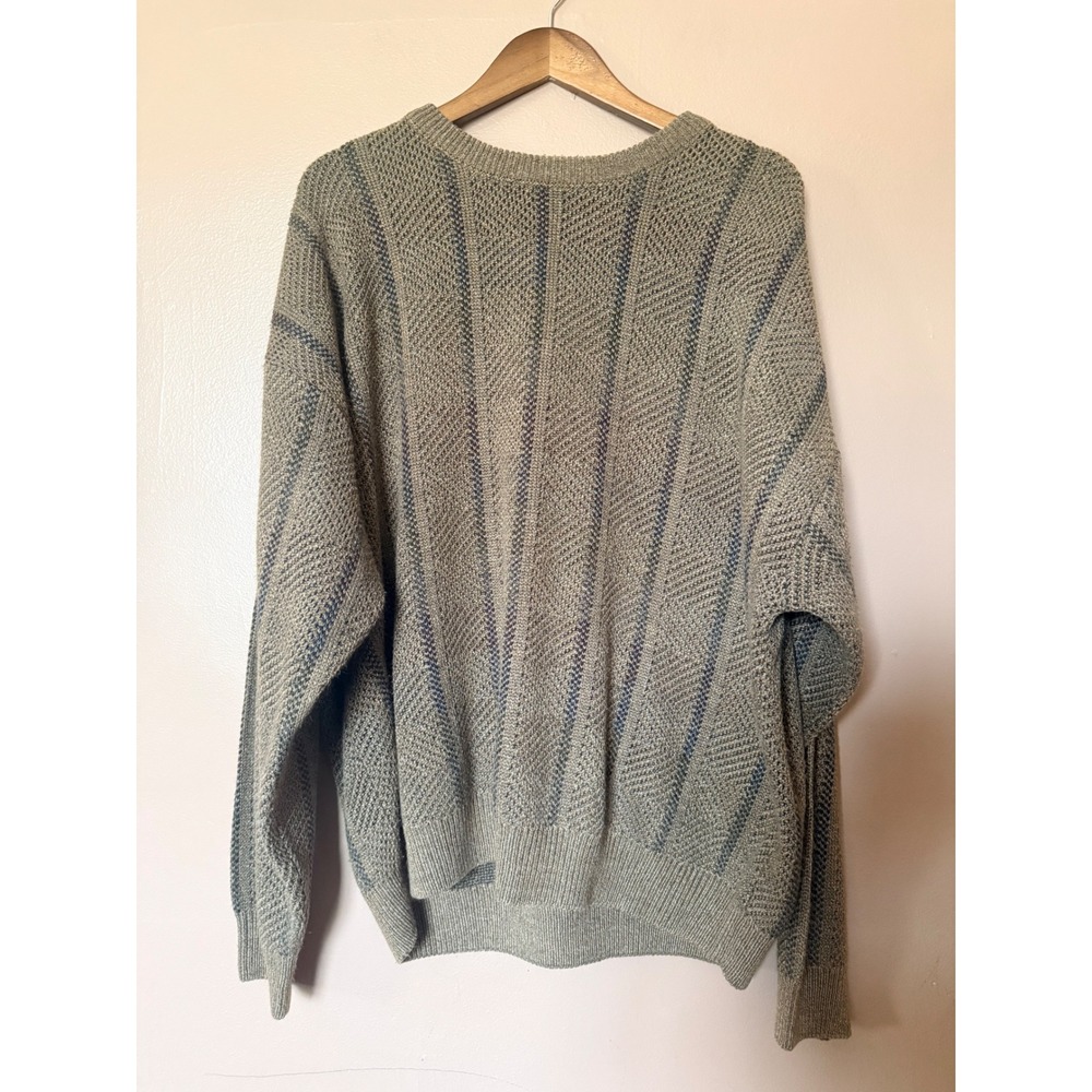 Towncraft XXL Green Striped Sweater Vintage Knit Acrylic Pullover Top